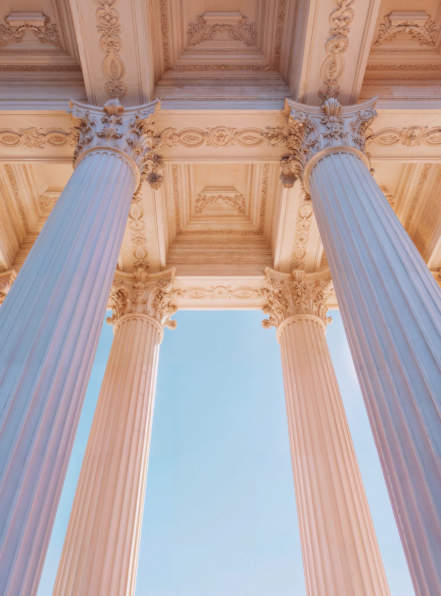pink pillars blue sky
